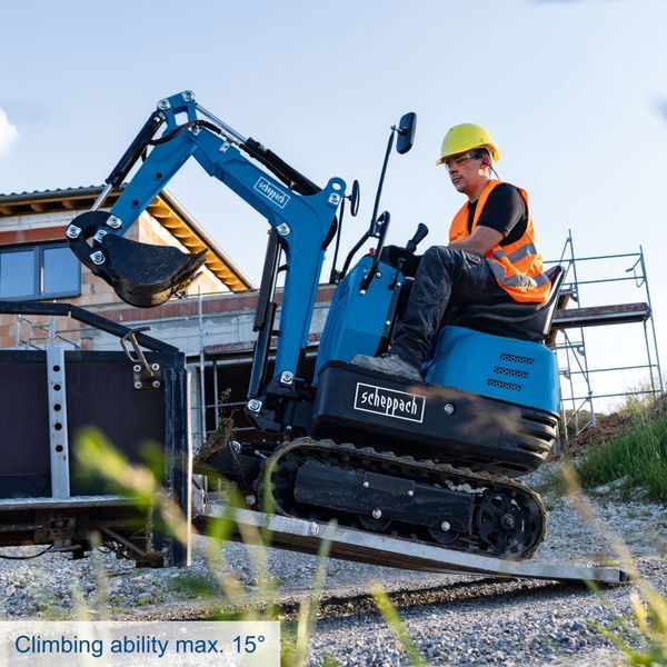 Scheppach EXC815 Mini Excavator, 8.5hp Petrol Engine, 1200mm Digging Depth Scheppach EXC815 Mini Excavator, 8.5hp Petrol Engine, 1200mm Digging Depth
